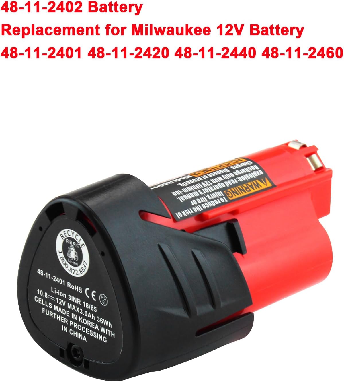 2 Packs 3000mAh 48-11-2430 Replacement for Milwaukee 12V Battery Compatible with Milwaukee 12 Volt Battery Lithium ion 48-11-2420 48-11-2425 48-11-2401 48-11-2402 48-11-2412 48-11-2440 48-11-2460