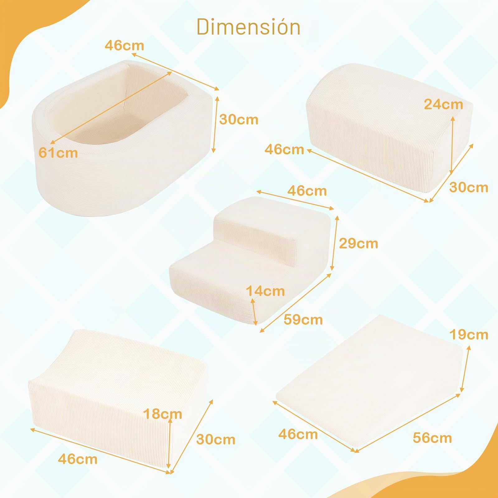 FANTASK Bloques de Espuma XXL de 5 Piezas, Bloques de Escalada Gigantes con Piscina de Bolas, Bloques de construcción Grandes para retozar y Escalar, Bloques de construcción Suaves para el hogar, la