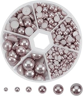 PH PandaHall 690pcs 6 Sizes Flat Pearls for Nails Flat Back Pearl Cabochon Glue on Pearls for Cup Shoes Scrapbooking Embellishment Wedding Dress Phone Nail Making Tan (4mm, 5mm,6mm, 8mm, 10mm, 12mm)