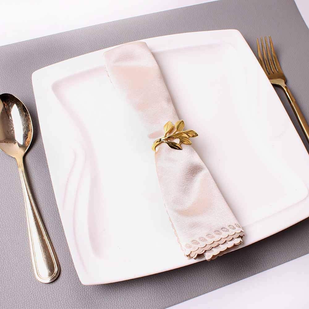Best Review Napkin Rings Set of 6 - Gold Leaf Ring Napkin Holders - Ideal Table Decor for Wedding Receptions/Dinner/Parties