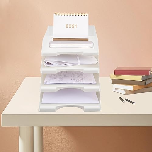 Miniatura 8 de 16 bandejas de plástico para papel, organizador de escritorio de escritorio, bandeja organizadora de cartas para soporte de papel de escritorio