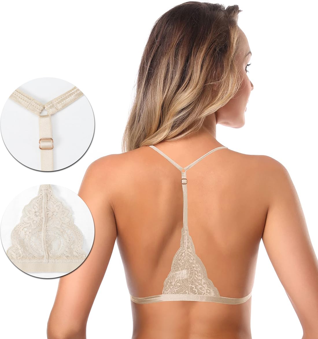 SHEKINI Reggiseno a triangolo ricamato da donna con chiusura frontale a tuffo senza fili leggermente foderato in pizzo bralette top