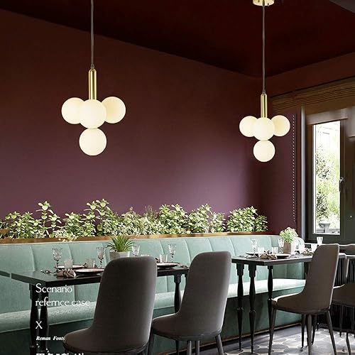 Miniatura 8 de BAODEN Lámpara colgante de globo moderno de 4 luces lámpara de araña de mediados de siglo con bombilla G9 acabado de latón cepillado con globo