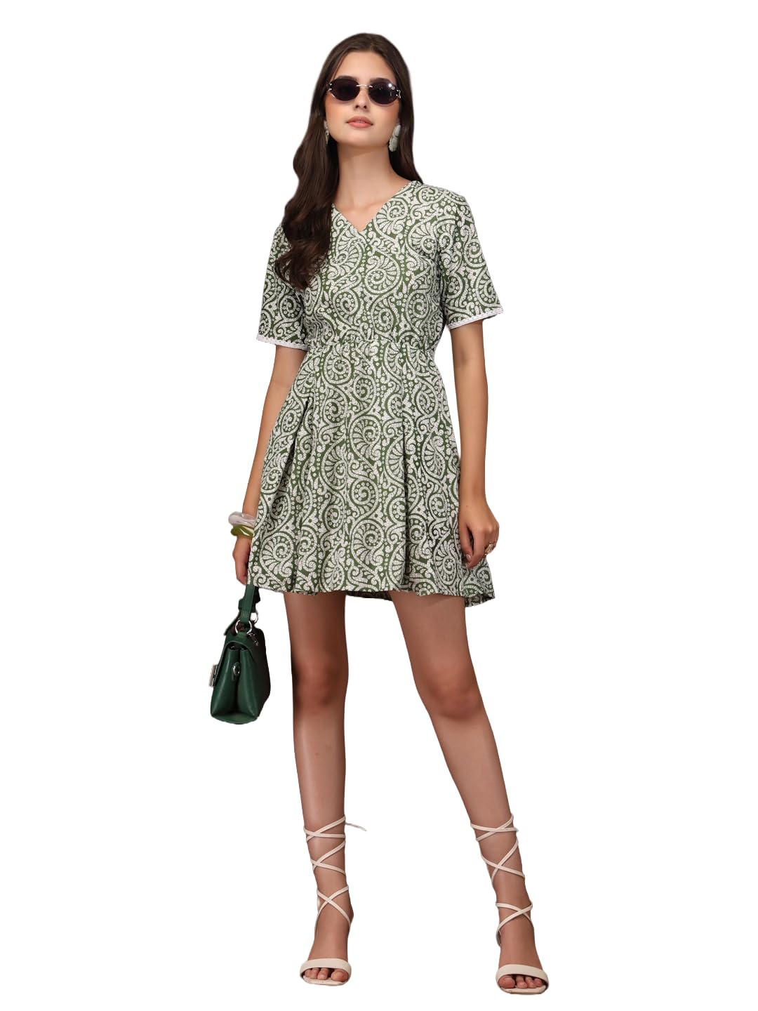 Cotton Floral Printed Flared Short Dress for Women | Women Skater Dress