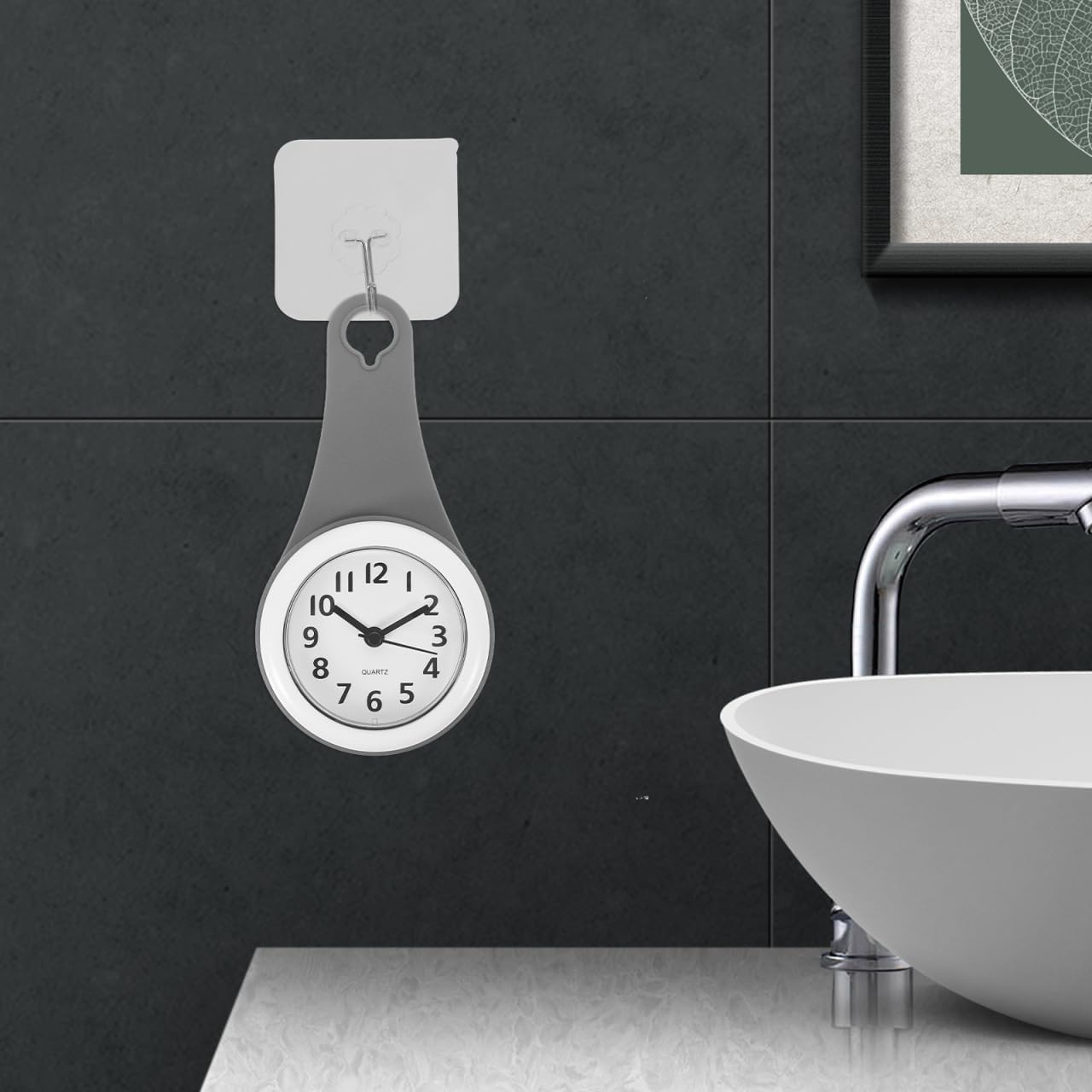 HEALLILY Waterproof Bathroom Wall Clock with Anti-Fog Feature Silent Non-Ticking Analog Shower Clock with Suction Cup for Easy Mounting Large Clear Numerals