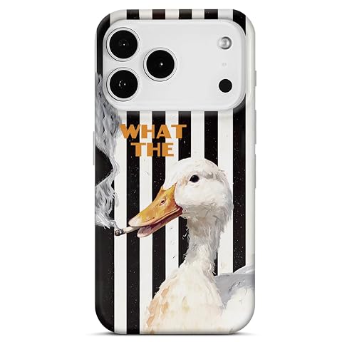 Compatible with iPhone 17 Pro Case Cute Duck Phone Cover Funny Duck Black Striped Protective Aesthetic Phone Case