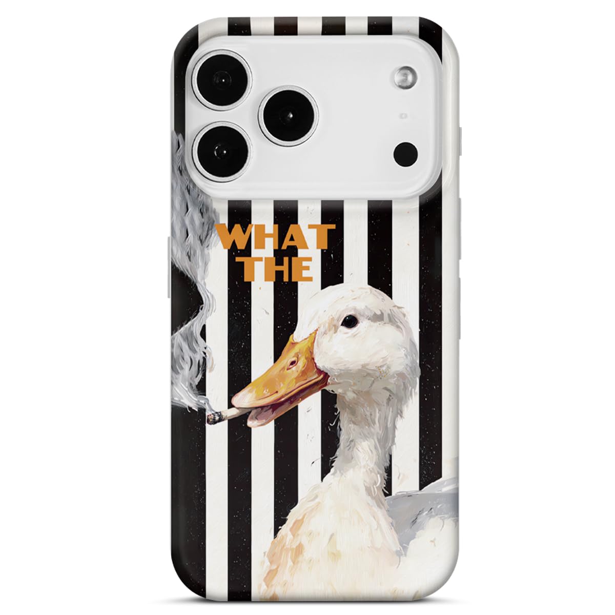 Compatible with iPhone 17 Pro Case Cute Duck Phone Cover Funny Duck Black Striped Protective Aesthetic Phone Case