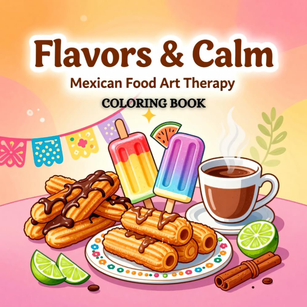 Flavors & Calm: Mexican Food Art Therapy Coloring Book: Relaxing Mexican Cuisine Designs, Street Food, Desserts & Cultural Patterns for Stress Relief and Creative Mindfulness