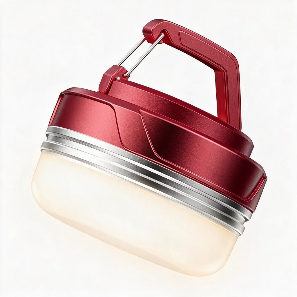 Camping Lantern, USB-C Rechargeable Magnetic Light, Ruby Red