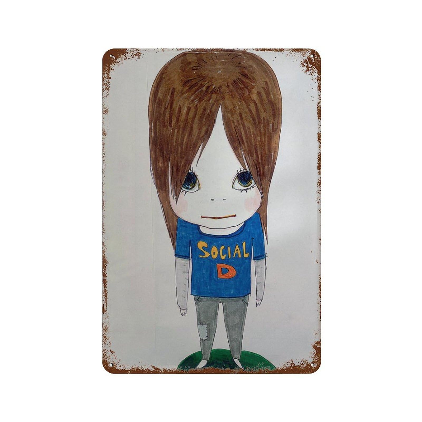 xiaoxiaoshen Social D Character. Yoshitomo Nara Contemporary Wall Decor Art Metal Tin Poster Modern Home Decor Art Home Bar Shop Decorations Vintage Sign 30x20cm