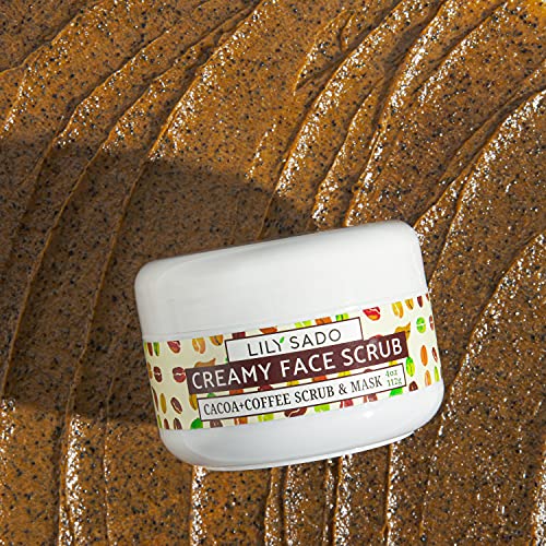 COCOA + COFFEE Creamy Face Scrub - Best Exfoliating VEGAN Facial Cleanser for Women & Men - Natural Face Wash Exfoliates & Energizes Skin, Treats Acne & Reduces Pore Size - For All Skin Types - 4 oz