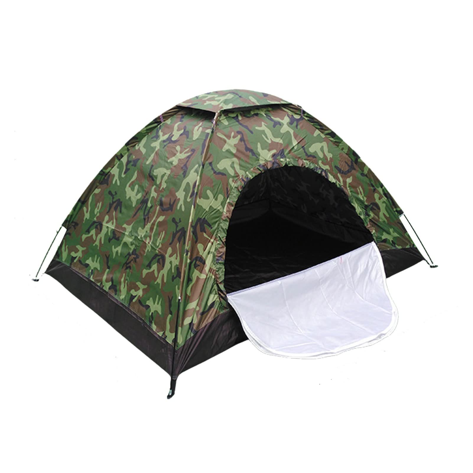 SKEIDO 3/4 Person Camping Tent Single Layer Beach Tent Camouflage Polyester Hiking Outdoor Camping Tent with Bag