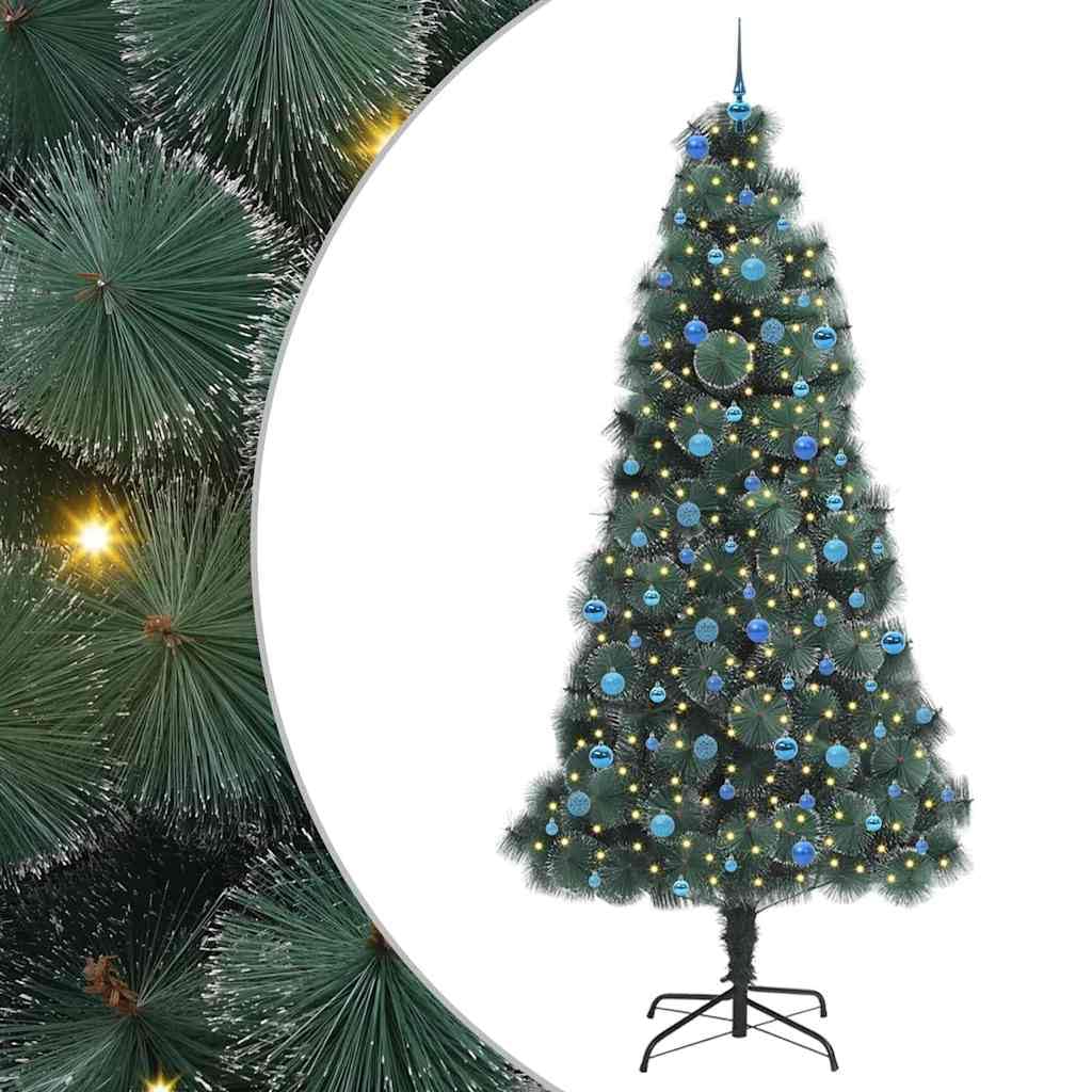 Kunst-Weihnachtsbaum 240 cm, 300 LED warmweiß, inkl. Kugeln & USB, grün