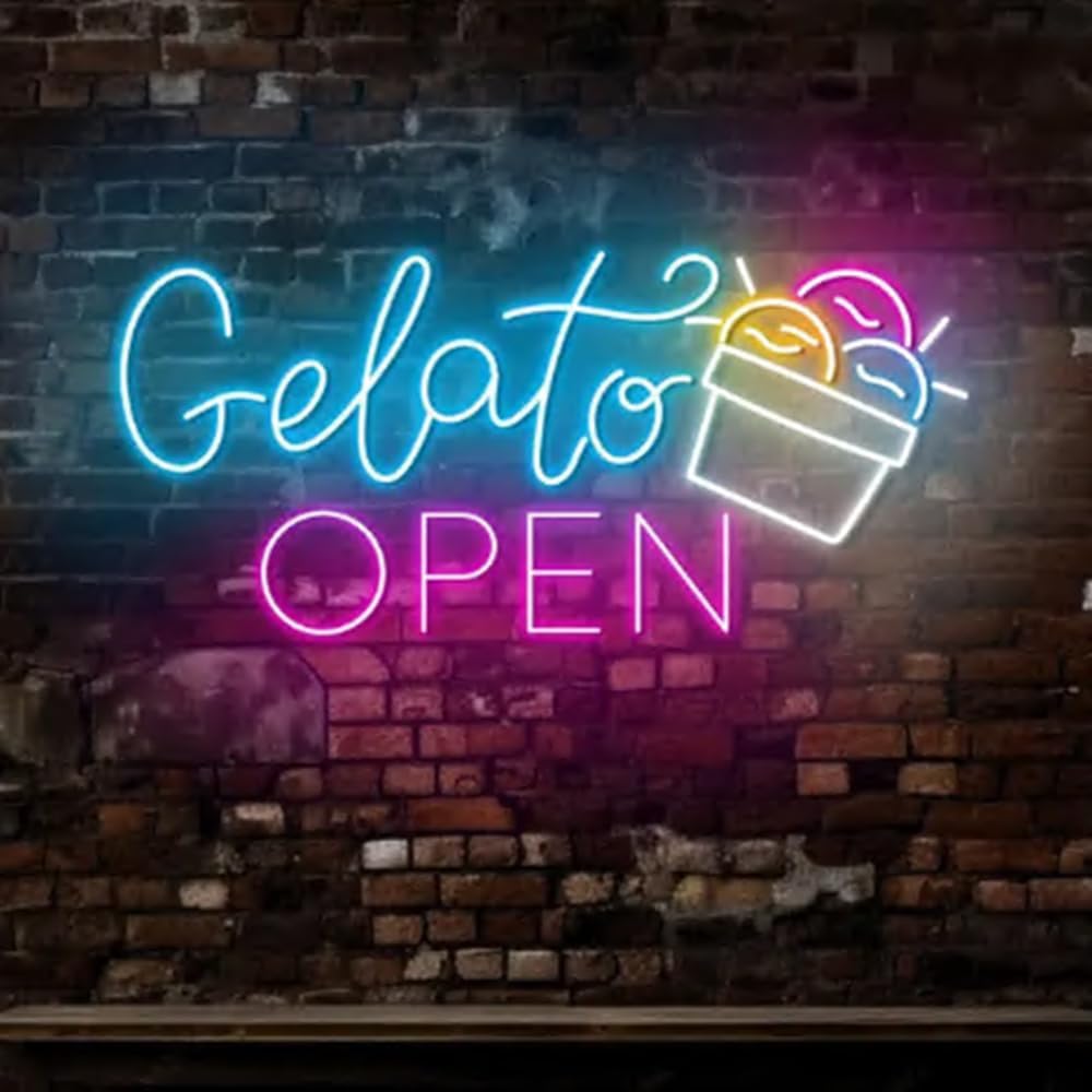 Ice Cream Solves Everything Neon Sign, 20 inches, Acrylic, Modern Style, Wall Mount, Perfect for Bars, Parties, Restaurants, Game Rooms, Bedrooms, Living Rooms