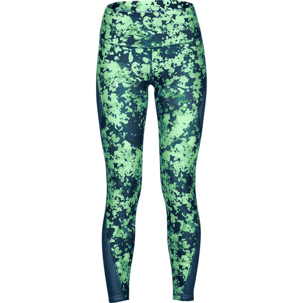 Under Armour HG Ankle Crop Double Nov Pant Pantalones Pirata, Mujer, Techno Teal/Green Typhoon/Metallic Silver, M