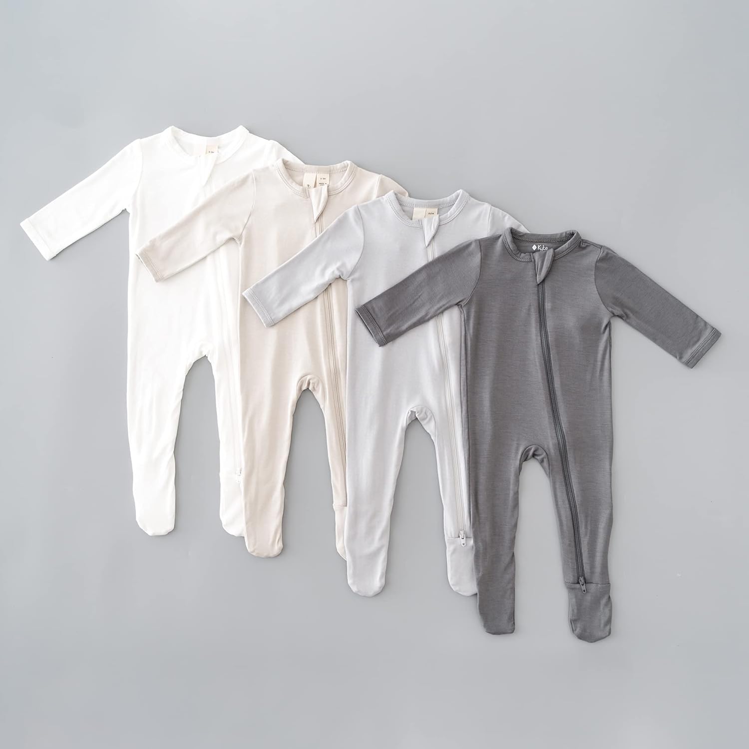 KYTE BABY Unisex Zipper Closure Footies, Rayon Made From Bamboo, 0-24 Months Newborn Storm