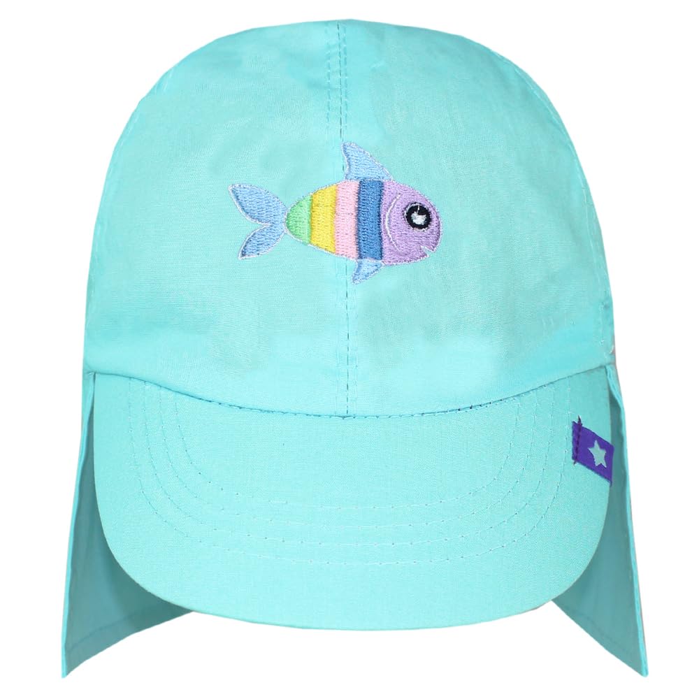 TeddyT's Pastel Fish Legionnaire Baby Sun Hat (as8, Age, 6_Months, 12_Months, Turquoise)