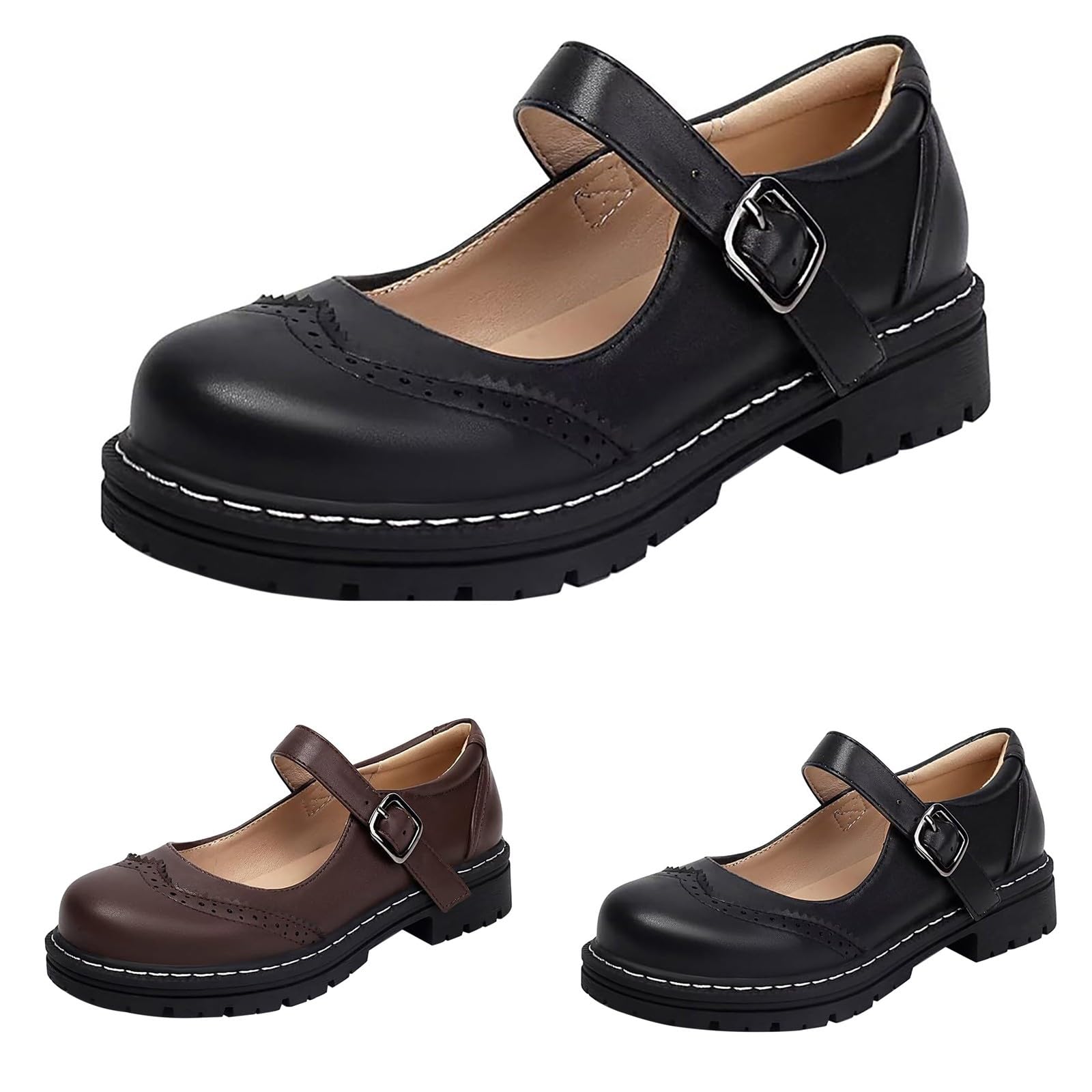 Piattaforma da donna Mary Janes scarpe morbida ecopelle Sweet Toe caviglia Lolita Gothic plateau abito décolleté scarpe eleganti chiuse scarpe basse chunky plateau sandali estivi in pelle laccata
