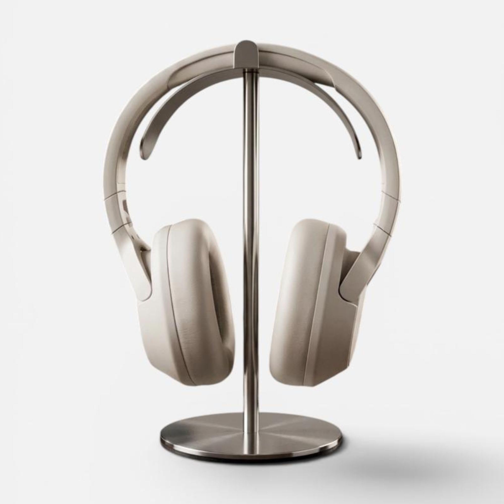 Headphone Stand for Desk, 100% Stainless Steel Chrome Matte Finish, Weighted Base with Velvet Bottom, Dual Anti-Slip Lock, Premium Headphone Holder for Gaming, Studio & Office-image-6