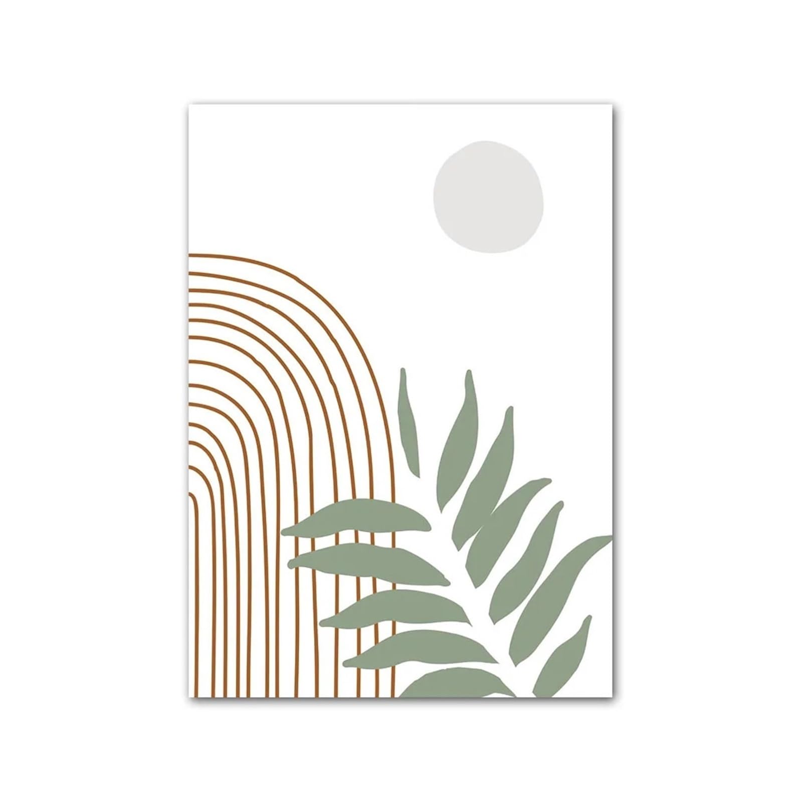 Graiting A 1Pc Green Line Leaves Geometry Bstract Room Decor Wall Rt Canvas Painting Poster Nd Prints For Home(,13X18 Cm No Framed)