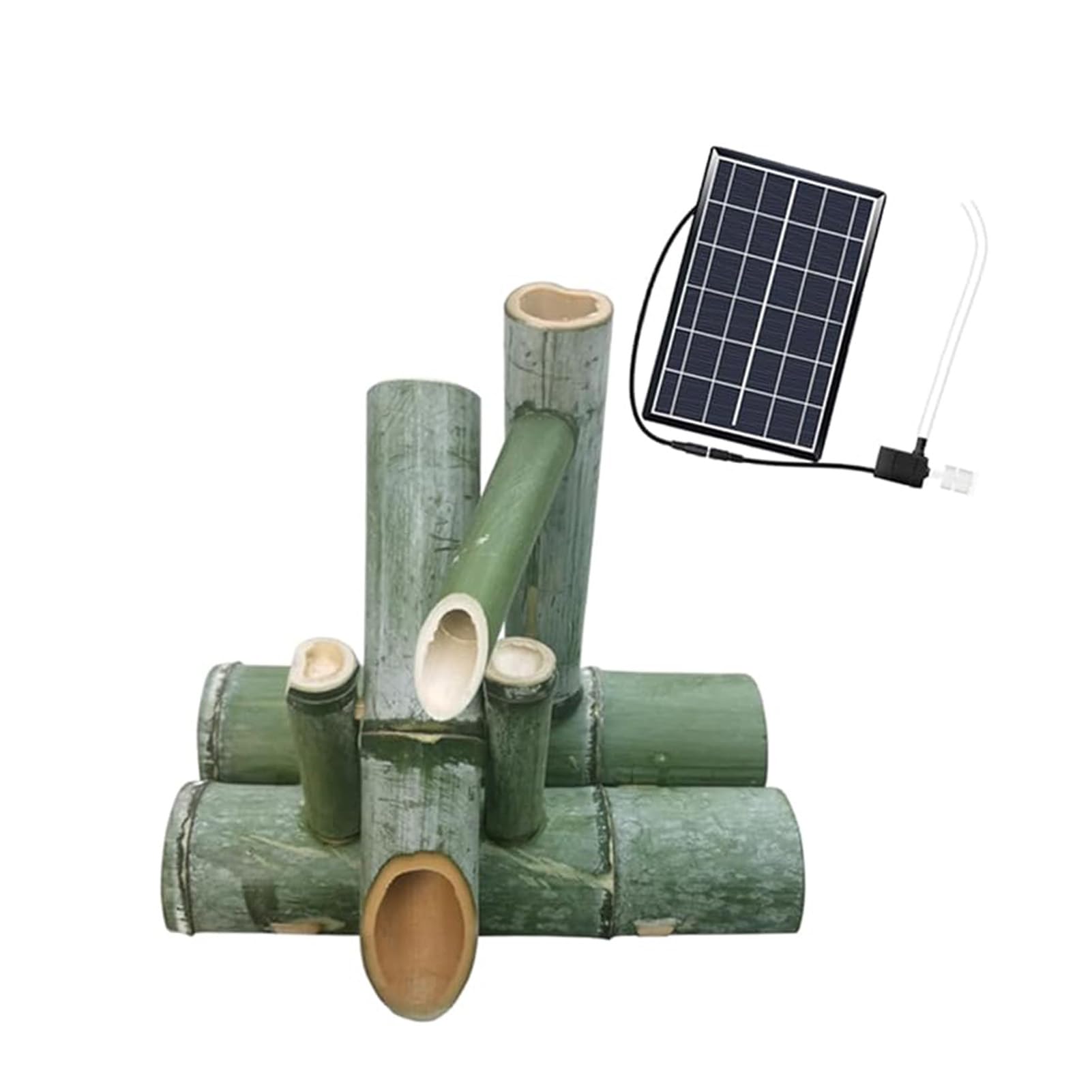 asdchZen Handmade Freestanding Bamboo Fountain Kit, Solar-Powered Zen Water Feature, Feng Shui Water Circulation Fountain, Decorative Fountain For Pond, Patio, Fish Tank, Garden,24in(60cm)