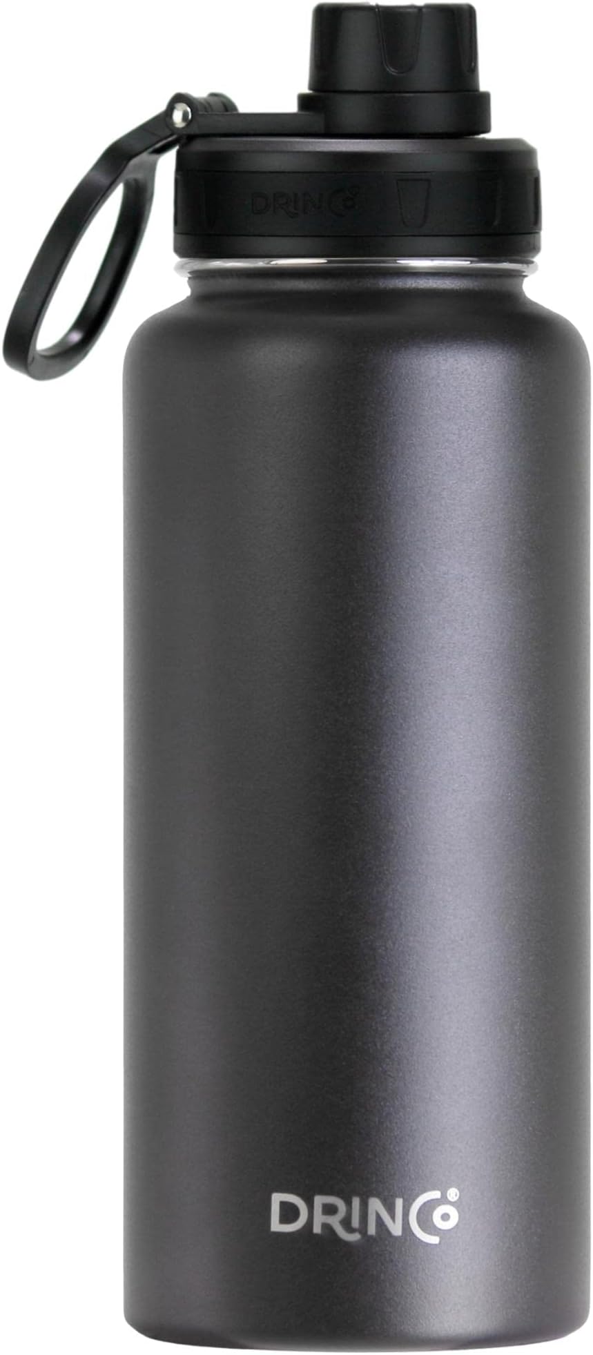 Stainless Steel Water Bottle Spout Lid Vacuum Insulated Double Wall Water Bottle Wide Mouth (40oz 32oz 22oz 18oz 14oz) Leak Proof Keep Cold Sport Camping Hiking (32 oz, 32oz Black)
