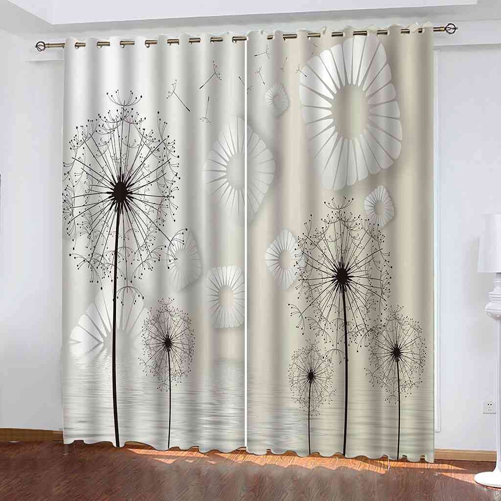 Rideau occultant pissenlit lot de 2 grand format 264x242 cm pour chambre d'enfant