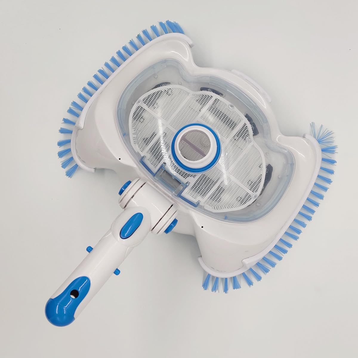 TOYANDONA Cabezal de Aspiradora para Piscina Cepillo de Cerdas Anguladas Tapa Transparente y Diseño Duradero para Limpieza de Paredes y Esquinas en Piscinas de Vinilo Enterradas y Elevadas