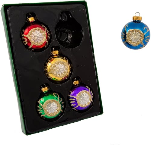 Kurt Adler - Adorno reflector de cristal, 2.362 in, multicolor, juego de 5, Navidad