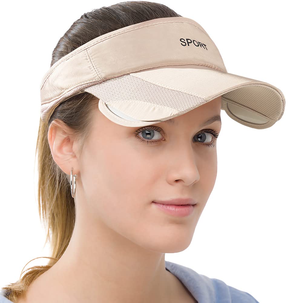Women Sports Visor Hats Sun Protection Summer Beach Hat Wide Brim Adjustable Golf Tennis Visors