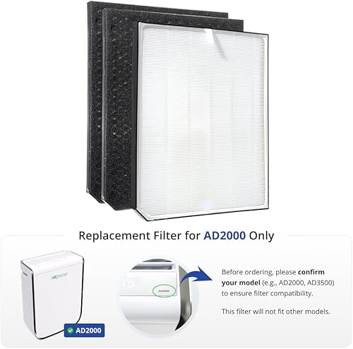 Miniatura 2 de AIRDOCTOR Reemplazo de filtro original AD2000 - El paquete combinado de un año incluye un (1) UltraHEPA y dos (2) trampas de carbonogasCOV y