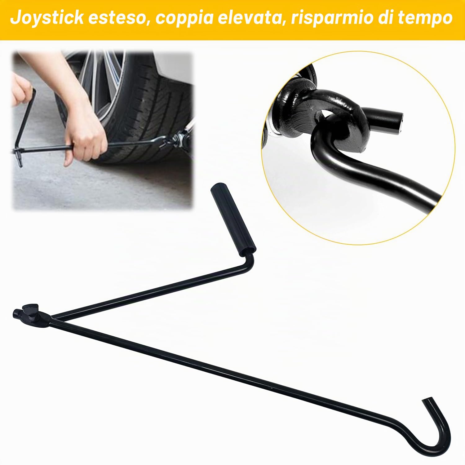 Generale Chiavi Inglesi a Cricchetto di Cric Auto, con Manovella Estesa e Adattatori, Auto Cambio G omme Attrezzo, Adatto a Tutte le Auto Cric a Forbice, 34cm