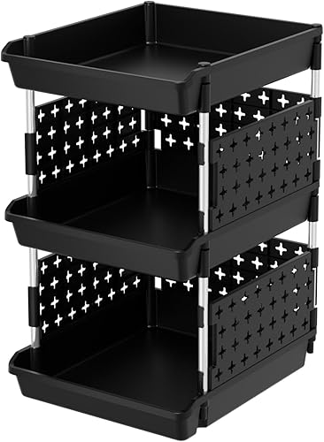 Miniatura 10 de Lifewit Cestas de Almacenamiento Apilables de Plástico, Contenedores Apilables de 4 Niveles 13.8"P x 11.8"A x 28.3"Al, Contenedores Multifuncionales