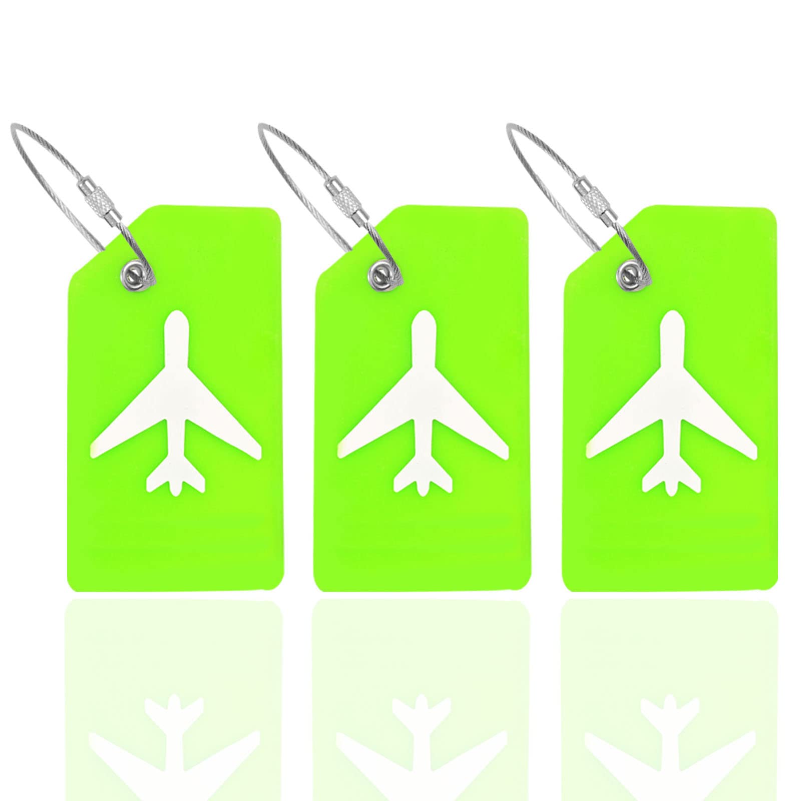 HCSSZHCSSZ Luggage Tags 3 Pack, Flexible Silicone Travel Tags, ID Labels Set, Name Tags for Suitcases Baggage Bags Backpacks Personalized Card Holder for Quickly Identify (Green)