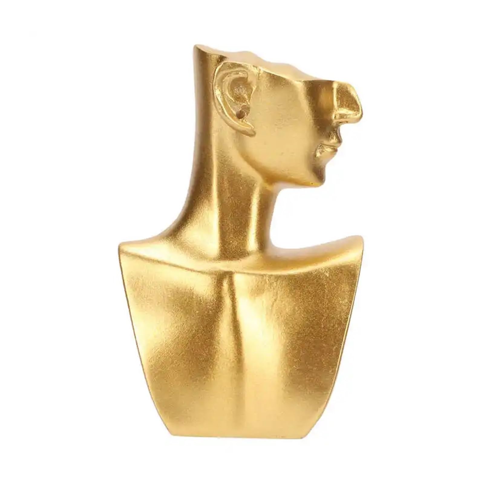 Jewellery Display Stand Mannequin Jewelry Display Stand Head Bust Resin Glossy For Necklace For Shop(Gold)
