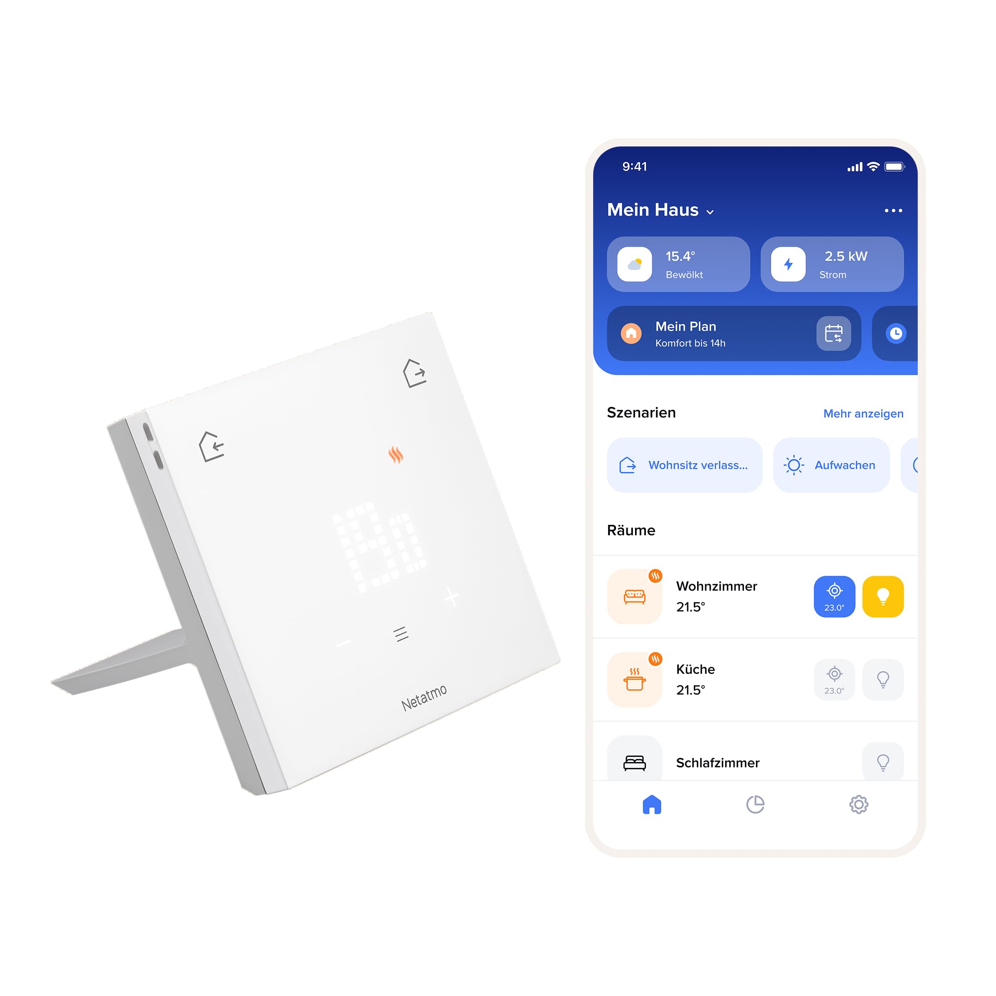 Netatmo Smartes Thermostat ORIGINAL für individuelle Heizkessel - Installationspaket, schnurlos/kabelgebunden, Halterung beiliegend, energiesparend, mit Matter kompatibel, WiFi 2.4GHz - ETP-AMZ