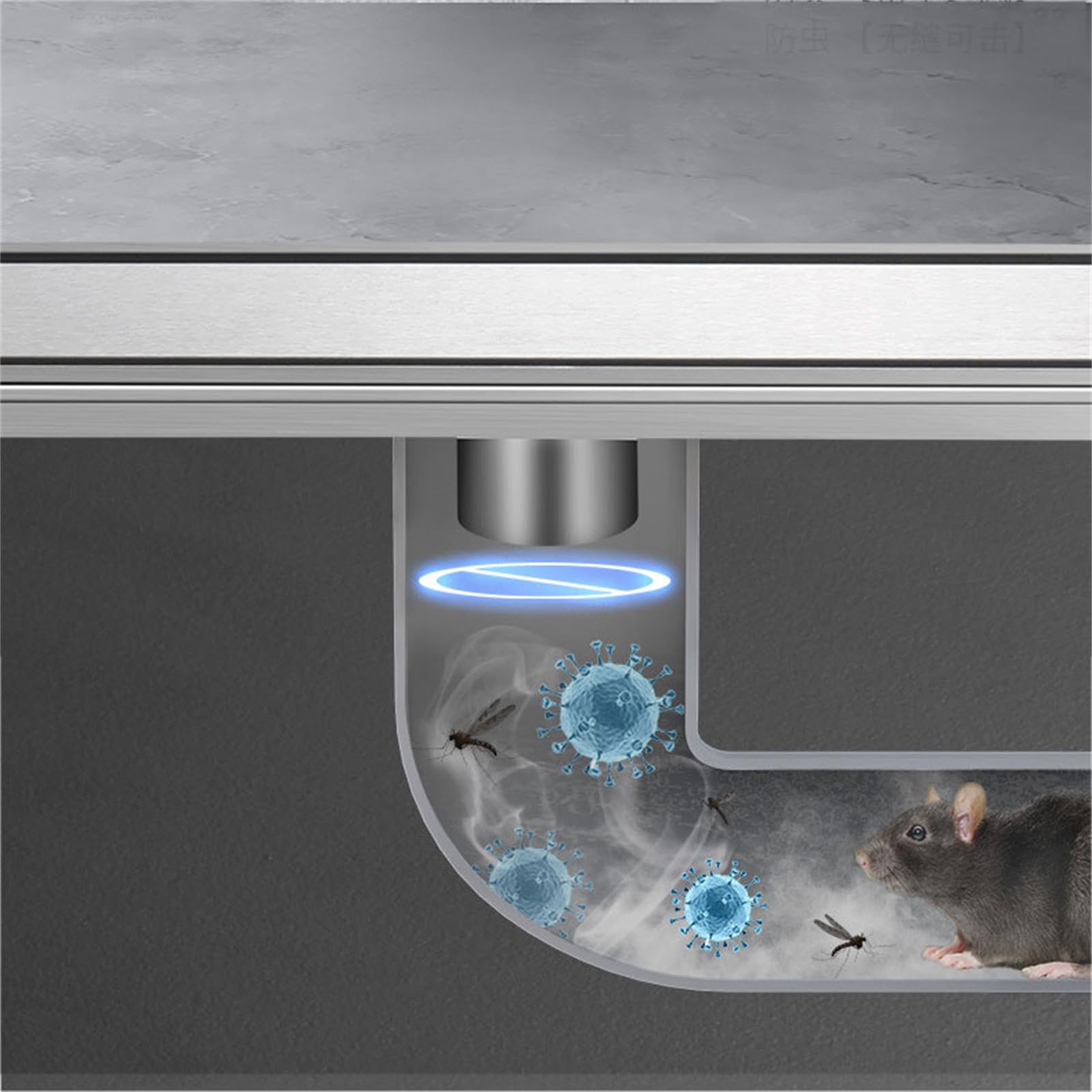 d inless - Desagüe de ducha lineal de acero con colador de pelo, 10 x 30 cm, sifón invisible para cocina, baño, inodoro, diseño de canal de ducha Sk
