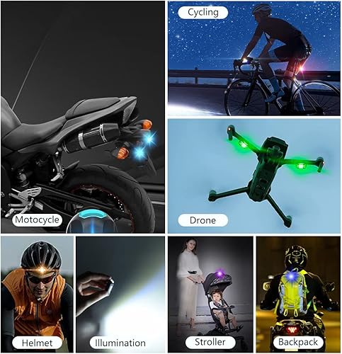 Miniatura 5 de YFRAUTO Luces estroboscópicas LED anticolisión recargables RGB para aviones, luz de vuelo nocturno, mini iluminación trasera de emergencia de alto