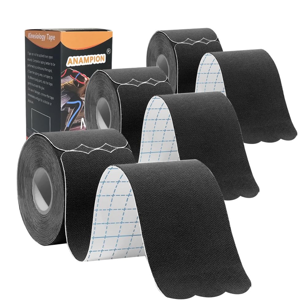 Kinesiology Tape Pro Athletic Sports (3 Rolls,60 Precut Strips) Waterproof Breathable Latex Free Tape for Ankle Wrists Knees Elastic Running Tennis Swimming Football Sports Activities Tapes Black