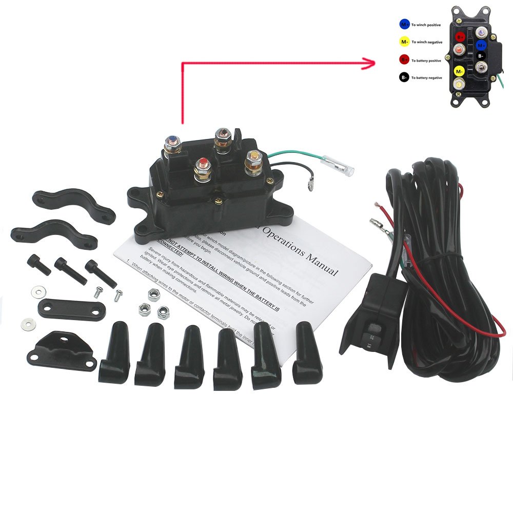 Buy kipa Winch Solenoid Relay 12V 250A & Winch Rocker Thumb Switch Assy