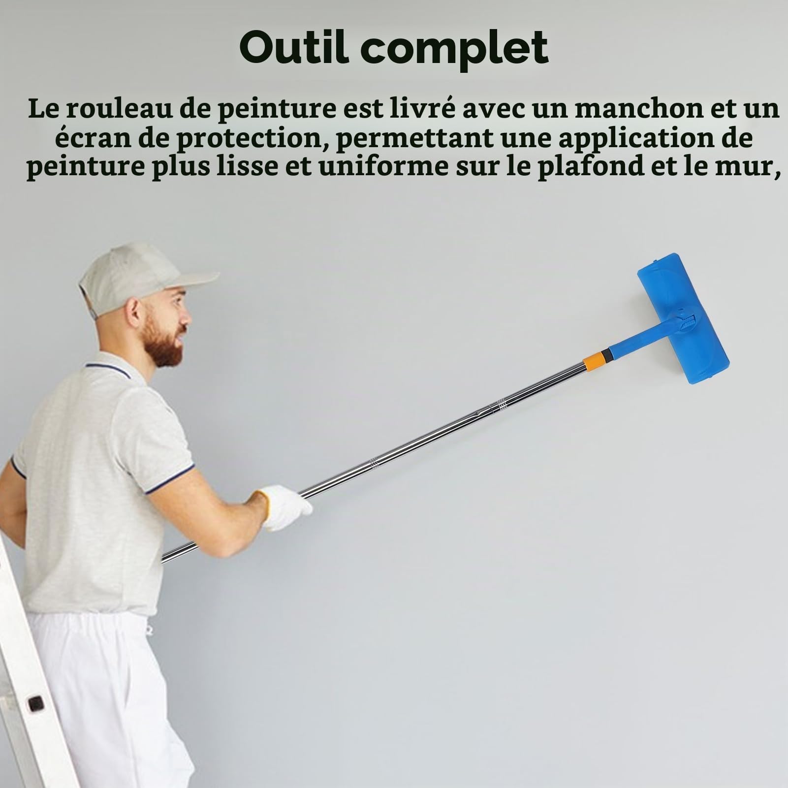 Kit de rouleau de peinture de plafond anti-goutte de 25,4 cm – Résistant aux éclaboussures, réutilisable, parfait pour la maison et le jardin – Outil de peinture propre et sans effort pour les