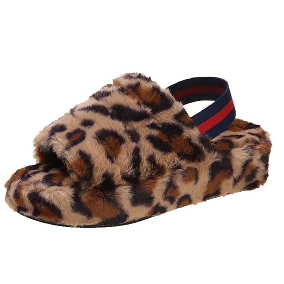 Fuzzy slingback slides Outlet