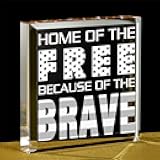 IFOLAINA Patriotic Sign Memorial Day Decorations Home of The Free American Office Desk Decor Cute Cubicle Patriotic Décor 3.94