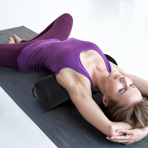 Miniatura 21 de ForPro Almohada redonda completa, gris frío, resistente al aceite y a las manchas, para masaje y yoga, 6 pulgadas de largo x 26 pulgadas de largo