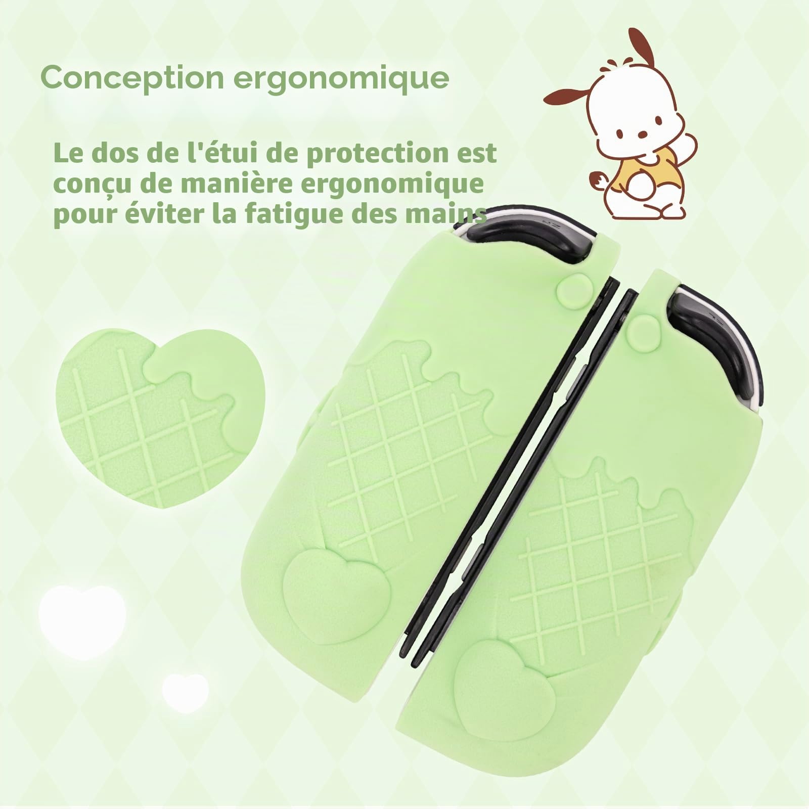 Kuitmor Coque de protection en silicone souple pour manette Switch Joy Con, jolie coque de protection anti-rayures pour Switch/OLED Joy Con