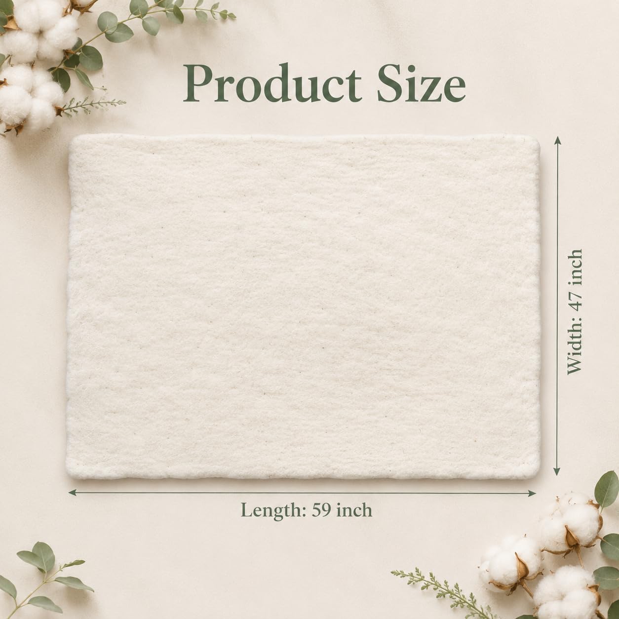 Natural Cotton Quilt Batting 47 x 59 Inches, 150 GSM Lightweight Cotton Batting for Quilting, Sewing, Crafts & DIY Projects
