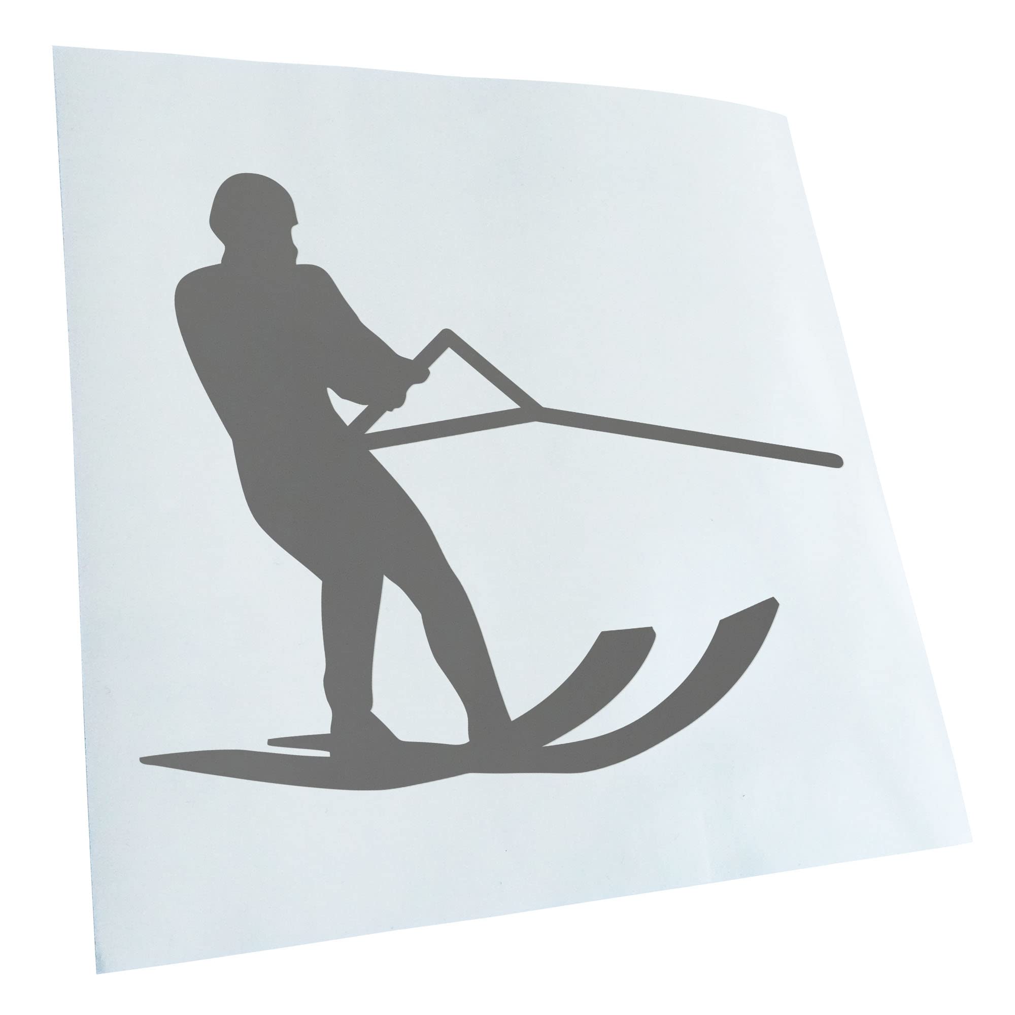 Kiwistar - Car Sticker - Water Ski Sportsman Figure - Grey - 30 x 24 cm - Rear Window Car Sticker Weatherproof for Car Truck Moped Truck - Sticker Exterior Self-Adhesive Tuning Accessories for Window