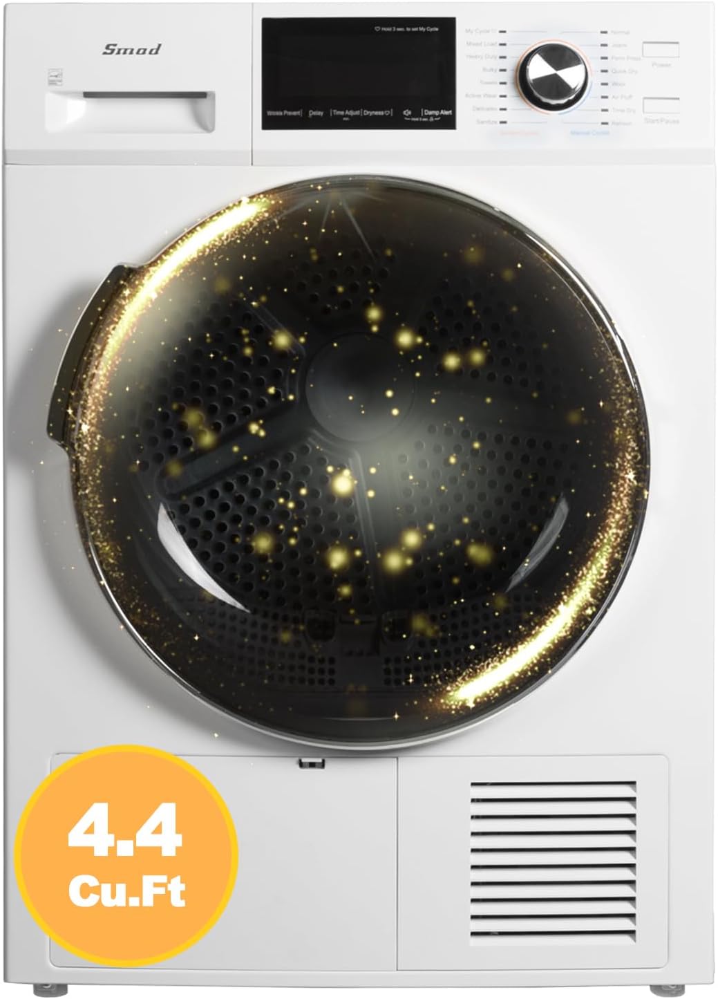 Smad 23.4" Ventless Heat Pump Dryer, 4.4 Cu.Ft Front Load Clothes Dryer with Wrinkle Care,10KG Load, 120/240V, White