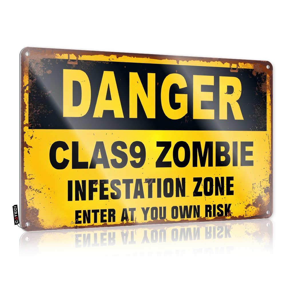 Fzfn Men's Colour Pretty Wall Art, Accessories Essentials Class 9 Zombie Infestation Zone Warning | Farmhouse Beach Decor(30X40cm)