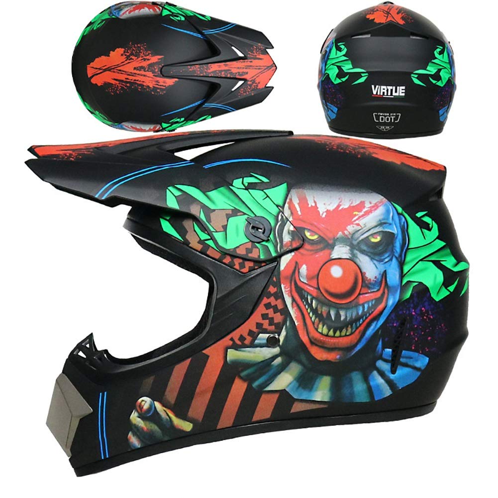 Gioventù Casco da Motocross, Pieno Volto Fuori Strada MTB ATV Casco da Motociclista, Professionale BMX Quad Dirt Bike Enduro Schianto Casco, con Occhiali Maschera Guanti